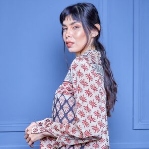 CAMISA LAURENT SEDA BLOCK PRINT